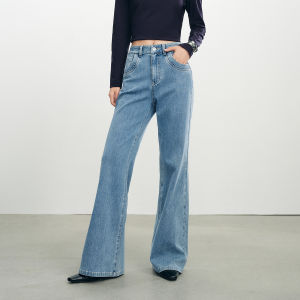 PEACEBIRD | Autumn New Straight Four-Way Stretch Lift Denim Pants