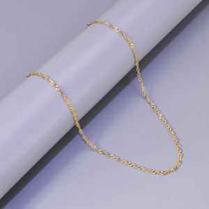 L22 18K gold plain chain necklace womens water wave chain collarbone chain stainless steel thin single chain no pendant