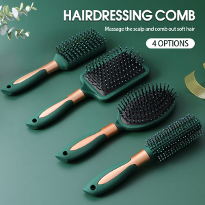 Anti Static Massage Large Comb - High Temperature Resistance Hair Brush - Scalp Volume - Hijab Muslim Sikat Rambut 防静电梳 - Plastic Material - Green Color - Multiple Sizes and Shapes - Air Cushion Technology for Comfortable Use
