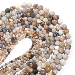Natural Bamboo Leaf Agate Stone Beads 4-12mm Round Loose Gemstone Bead for DIY Necklace Bracelets Charms Jewelry Making Stuff