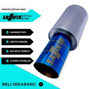 Knalpot Racing Mobil HKS Plong Ujung Stainles Bass 33cm Blue