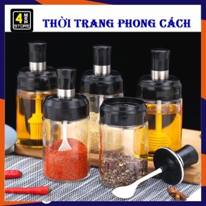 COMBO 5 Lọ Đựng Gia Vị Thủy Tinh Kèm Thìa Thông Minh 250ML Chống Ẩm Chống Bụi - Hũ Đựng Gia Vị ( CÓ RỌN LOẠI XỊN ) - Lọ Gia Vị