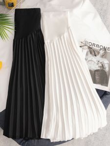 Váy Bầu Cua Mùa Hè Váy Xếp Ly Chiffon Váy Nửa Thân Váy Chữ a Đỡ Bụng Váy Đơn Giản Cho Phụ Nữ Mang Thai