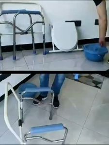 เก้าอี้นั่งถ่ายผู้สูงอายุ ส้วมเคลื่อนที่แบบเก้าอี้ โถฉี่เคลื่อนที่ รถเข็นนั่งถ่ายอาบน้ํา โถส้วมเคลื่อนที่ ชักโครกพกพา 4ขา