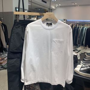 Mens Long Sleeve Hoodie Pure Cotton Casual Pullover Spring Daily Leisure Shoulder Drop Pocket White Base T-Shirt Versatile Top