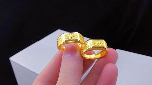 24k Saudi Gold Pawnable Pattern Adjustable Ring Fat Fortune Mens Ring