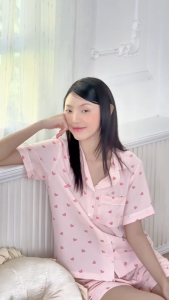 VIBES Pijama ngắn phom rộng đũi cotton Sweetheart & Cherie Py Set mặc nhà thoáng mát thoải mái