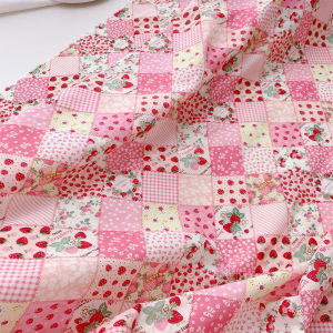 145cm Wide Strawberry Flowers Puzzle Cotton Fabric Patchwork Sewing Quilting Needlework Cloth Sewing Summer Dress Bedding Sheet