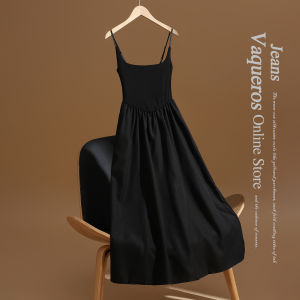 ชุดเดรสยาวคลุมเข่าแขนกุดคอวีสีดำ La Chapelle ทรงเข้ารูป ดีไซน์เก๋ไก๋หรูหรา สำหรับผู้หญิง ชุดเดรสยาวคลุมเข่า