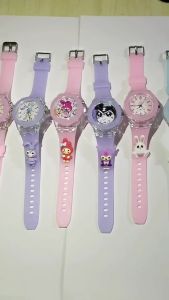Bevavar Jam Tangan Anak Transparant Karakter Analog Lampu LED Silikon Tali Kuromi Stella Melody Cinnamoro