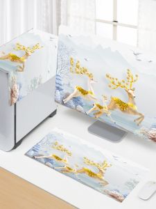 Modern Minimalist Computer Dustproof Cover Keyboard Display Screen Fabric Dust Cover Set Home Textile Dust Shield Cover