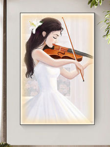 Nordic Style Violin Girl Sofa Background Wall Art Painting Entrance Modern Decorative Canvas Living Room Furniture Decoration