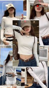 BAJU WANITA CROP TOP LONG SLEEVE CROP TOP LENGAN PANJANG / CROP TOP T SHIRT / CROP TOP COTTON COMBED