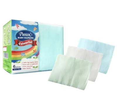 Pureen Baby Napkins Colourful (6pcs/pkt)