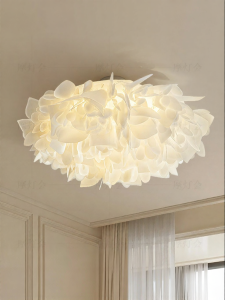 FANCY LAMP CLUB | Modern Creamy Petal Style Bedroom Ceiling Light