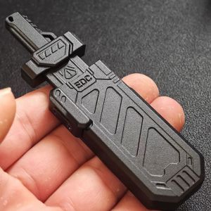 EDC Splitting Sword Fidget Sword Sheath Magnetic Ejection Pushing Card Decompression Metal Push Slider Anxiety Stress Relief Toy