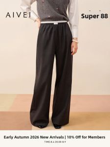 AIVEI | Stretch Waist Double-Waistband Loose Tapered Casual Long Pants