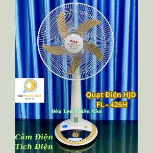[FL-426H] Quạt Sạc Tích Điện để bàn AC&DC 12 inch Honjianda 2 pin - có đèn LED & USB Bảo Hành 12 Tháng