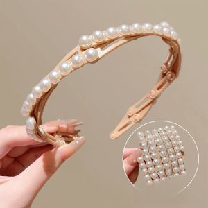 Foldable Retractable Water Diamond Wheat Ear Hairband Womens Travel Convenient Portable Face Washing Short Hair Headband High Skull Top Hair Clip Headwear