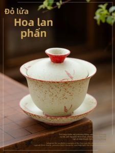 JISU | Suzhi Red Orchid Ceramic Gaiwan Tea Cup For Gongfu