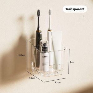 Wall-Mounted Drill-Free Bathroom Organizer For Toothbrush Toothpaste