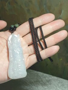 Gegegems Collection natural untreated Burma Jade (Type A Jadeite) Guan Gong (Guan Yu) pendant/handheld (with certificate) 翡翠关公吊坠/手持(带证书)