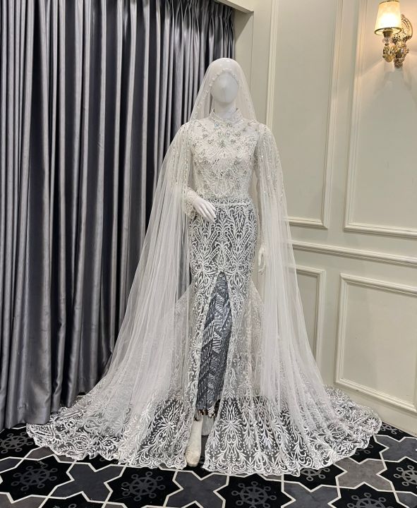 Sutrisno kebaya - Kebaya Akad Nikah Ekor Baju Pengantin Akad Full Payet Kebaya Akad Putih