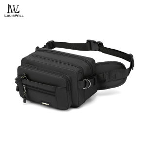 LouisWill Men Waist Bag Chest Bag Fashion Crossbody Bag Waterproof Bag Multi Layer Large Capacity Leisure Bag Street Bag Casual Bag Lightweight Messenger Bag Travel Bag Sports Bag