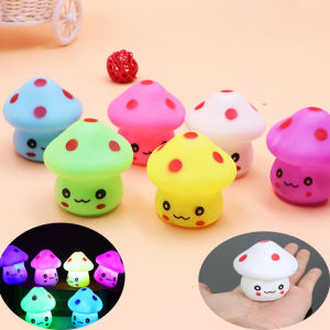 Cartoon Colorful Flash Night Light LED Mushroom Room Decor Lamp Baby Kids Room Desk Night Lamp Bedside Decoration