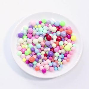 100pcs/lot 6/8/10mm Colorful No Hole Acrylic Beads Round Loose Spacer Beads For Jewelry Making DIY Handcrafts Accessories