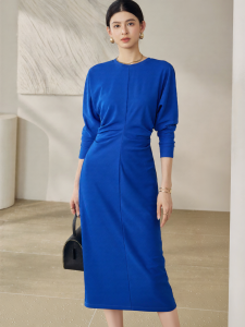 Roey s house | Elegant Minimalist Autumn Batwing Sleeve Dress