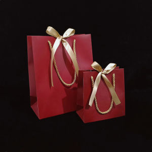 Customizable Pure Color Silk Ribbon Handbag with Logo Print for Jewelry and Clothing Packaging Small Box Gift Bag