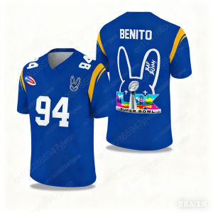 Bills Bad Bunny Halftime Show Benito Rugby Jersey American Sports Tee V-neck Speed Drying Sportswear Childrens Adult T-shirt