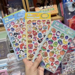 Sticker Crystal 3D ลายผลไม้และดอกซากุระ DIY สำหรับบันทึกความคิดเห็นแบบน่ารักและสร้างสรรค์ ป้ายติดอัลพาเปอร์ ลายดอกไม้
