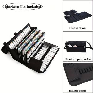 120 Slot Marker Pen Case Large Capacity Foldable Marker Pen Bag Art Marker Pen Bag Storage Tote Bag Stationery Marker Organizer