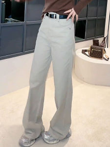 MANMI | Quần Jeans Xám Vintage Cao Waist Rộng Dáng Suông