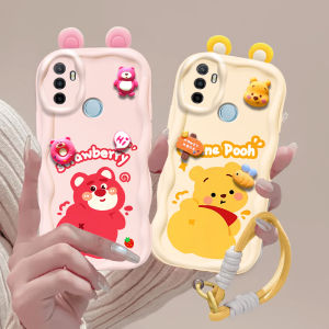 Oppo A32 A35 2020 A36 Cute Cartoon Bear Silicone Phone Case Womens Style Ultra-Thin Full Coverage Anti-Fall Soft Shell