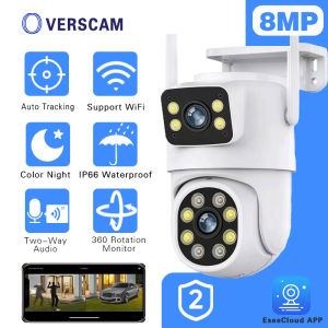 OVERSCAM 8MP 4K Outdoor Security Camera | 360° PTZ Dual Lens | Color Night Vision | IP66 Waterproof | 2-Way Audio | WiFi CCTV