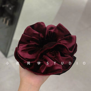Velvet Hair Ties Double Layer Slim Waist Black And Wine Red Autumn Winter New Style Fashionable Hair Accessories Head Ropes