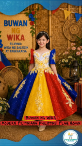 Buwan ng Wika Philippine National Filipiniana Studded Flag Gown For Kids - Phiippine Cultural Event