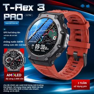 Đồng Hồ Thông Minh T-Rex 3 Pro GPS Chống Nước 5ATM IP69K Đạt Chuẩn Quân Sự Tích Hợp La Bàn Máy Đo Độ Cao Thời Lượng Pin 21 Ngày Dành Cho Nam Giới