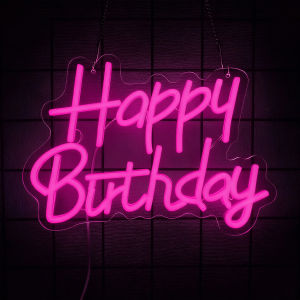 Happy Birthday Neon Sign for BackdropLED Happy Birthday Light Up Sign for All Birthday Party DecorationsUSB Powered Wall Decor