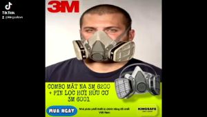 MẶT NẠ CHỐNG ĐỘC HÓA CHẤT 3M 6200 KÈM PIN 3M 6001 LỌC BỤI  HÓA CHẤT HỮU CƠ THIẾT KẾ ÔM GỌN[CHÍNH HÃNG 3M ] (1 BỘ)
