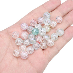 20pcs 10mm Cracked Crystal Glass Beads Round Loose Spacer Beads for Bracelet Necklace Earring Keychain DIY Jewelry Making Accessories