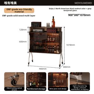 Weimei | Luxury Mini-Sized Movable Glass Wine Cabinet