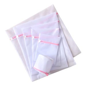6-Piece Zippered Mesh Laundry Bags - Durable Washing Protectors for Delicates Lingerie and Clothes Rectangular Polyester Mesh