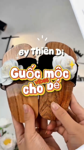 Guốc mộc cho bé trai và gái dép gỗ trẻ em chất gỗ xoan đào bền bỉ chống thấm nước Thiên Di