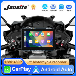 7" Inch Motorcycle GPS Navigation Waterproof IPX7 Wireless Carplay Android Auto Display Portable Monitor Dual Lens Recording DVR