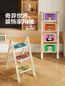 Meisda Ladder Home Use Foldable Retractable Thickened Lightweight Multi-functional Three-step Moving Chair Stool Iron Frame