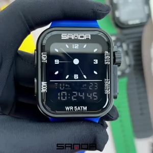Sanda | SANDA 9510 New Mens Sports Fashion Electronic Watch Multi Functional Alarm Clock Countdown Night Light Digital Watch